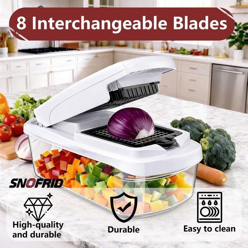 Snofrid Vegetable Chopper, 15-In-1 Multifunctional Food Chopper, Professional Onion Chopper with 8 Blades, Essential Kitchen Tool