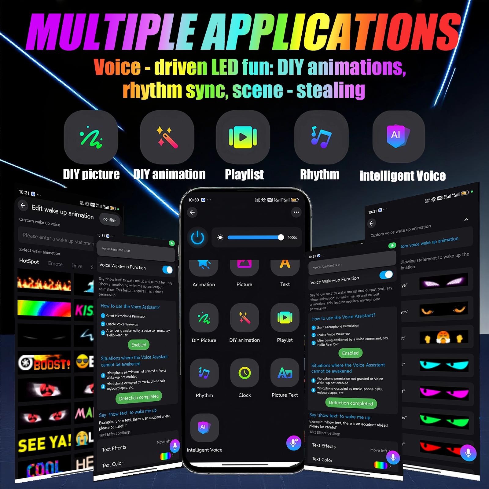 Smart Ai Voice Control LED Display Screen, Pixel Panel Light, APP Programmable Flexible RGB Matrix, USB Powered, Car Restaurant Advertising, Home Decor Smart Ai Voice Control LED Display Screen, Pixel Panel Light, APP Programmable Flexible RGB Matrix, USB Powered, Car Restaurant Advertising, Home Decor