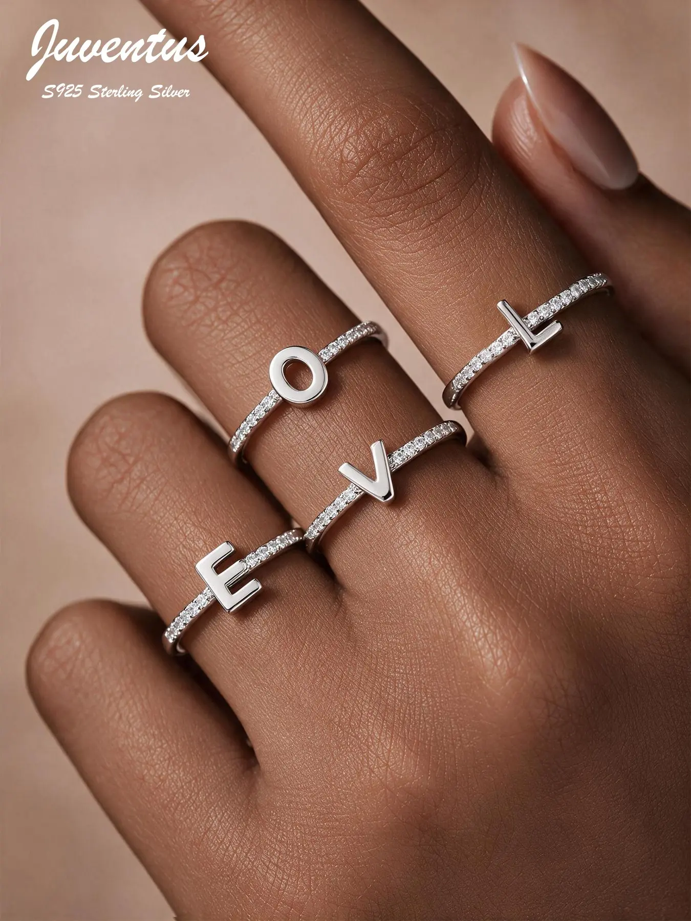 925 Sterling Silver A-z Initial Themed Design Cuff Ring, Trendy Exquisite Letter Design Adjustable Ring for Women for Party, Daily Clothing Decor Alphabet Design Ring Initial Rings