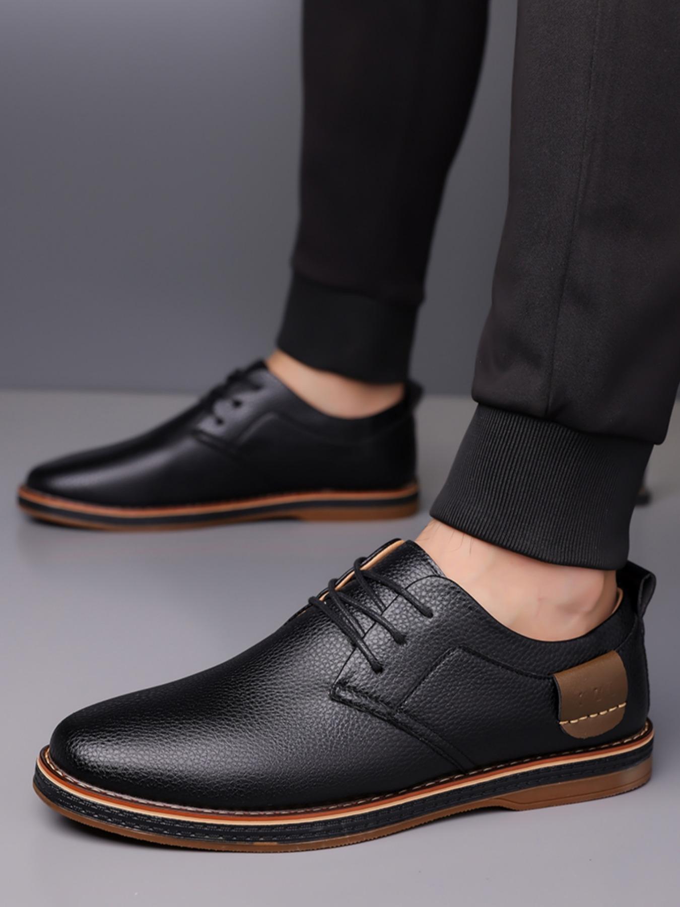 Men's Large Size Casual Closed Oxford Shoes, Business British Style Handmade Stitching Leather Shoes, All Season Formal Office Work Men's Footwear, Formal Oxfords
