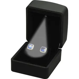LED Earring Jewelry Gift Box for Wedding, Proposal, Birthday...Luxury LED Diamond Stud Earring Jewelry Gift Box with Light for Women for Men (Black Earring Box)Gift.