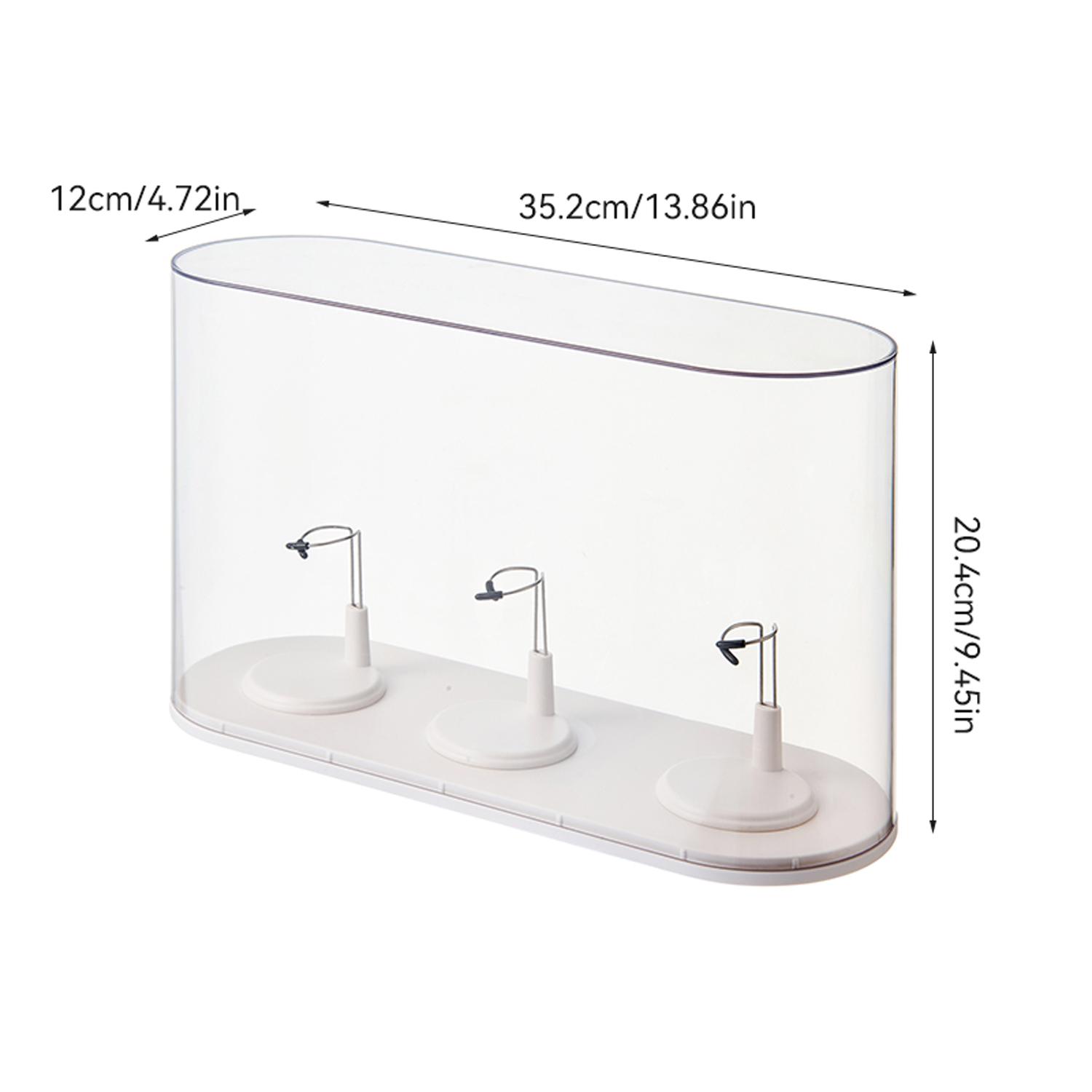 Trendy Plush Keychain Display Case with 3 Independent Stands, Stackable and Combinable, Suitable for Plush Keychains and Figurines like Labubu, Skullpanda, DIMOO, HIRONO, MOLLY, Stylish Keychain, Keychain Accessory