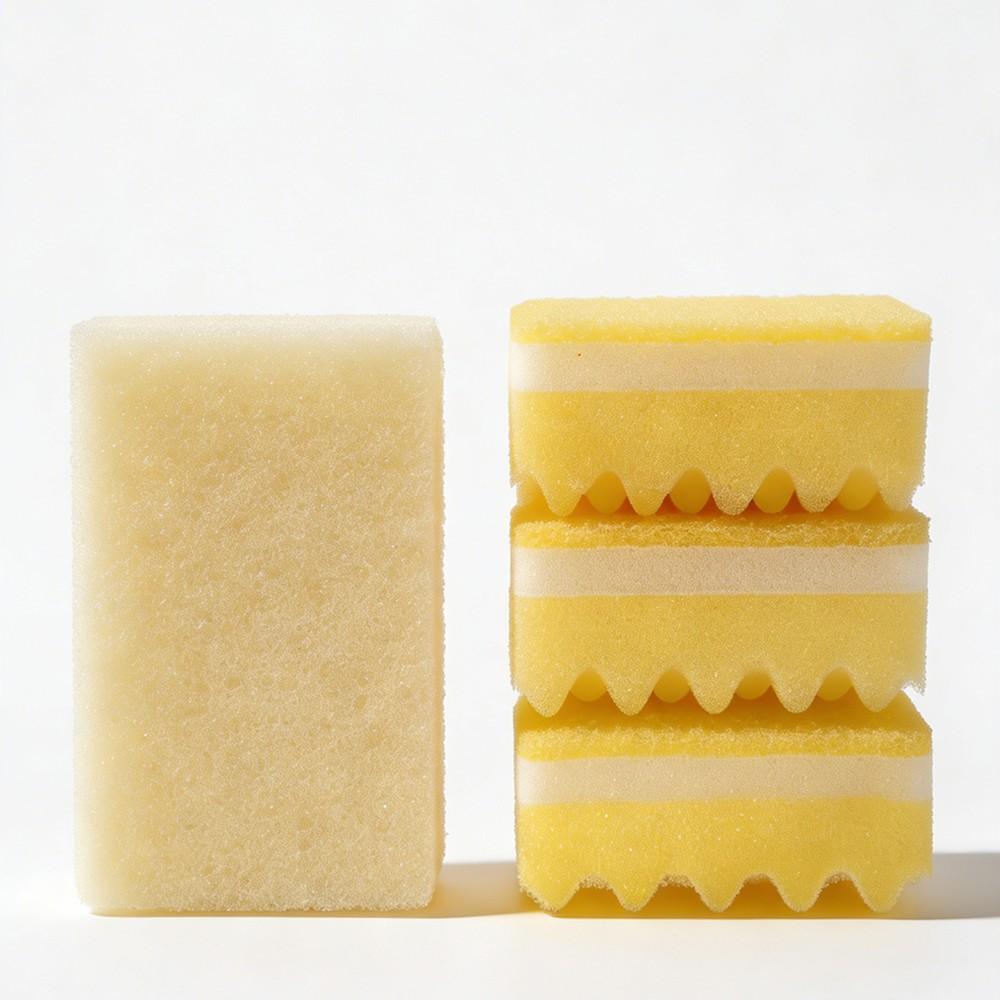 Wave Edge Cleaning Sponge Set, Soft Non-Scratch Kitchen Sponges, Deep Clean Oil Stains, Simple Fresh Design, Daily Household Use
