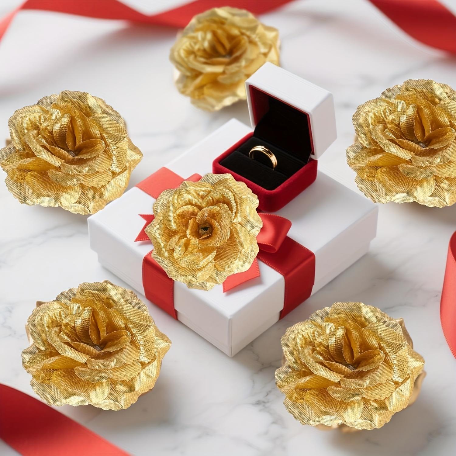 25pcs Artificial Flowers, Realistic Gold Roses Decorative Bouquet for DIY Weddings & Christmas Parties, Perfect for Home Table Décor