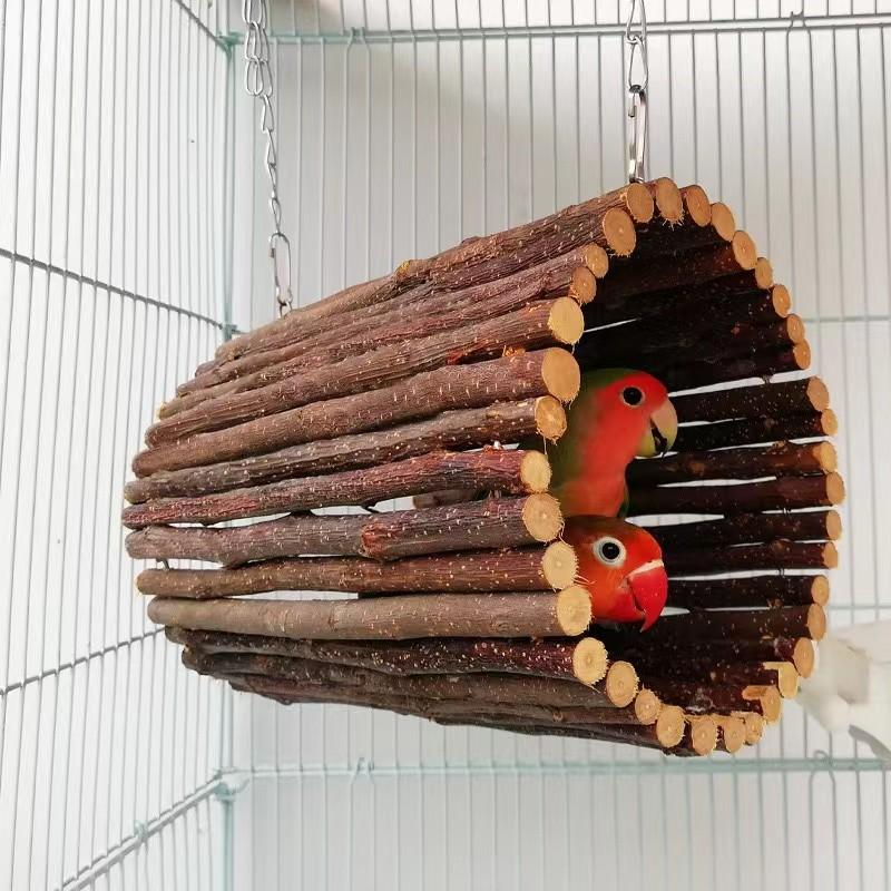 1pc Woven Hide Swing for Small Parrots, Chewable Climbing Toy, Fun Tunnel for Budgies and Lovebirds, Engaging Bird Playtime