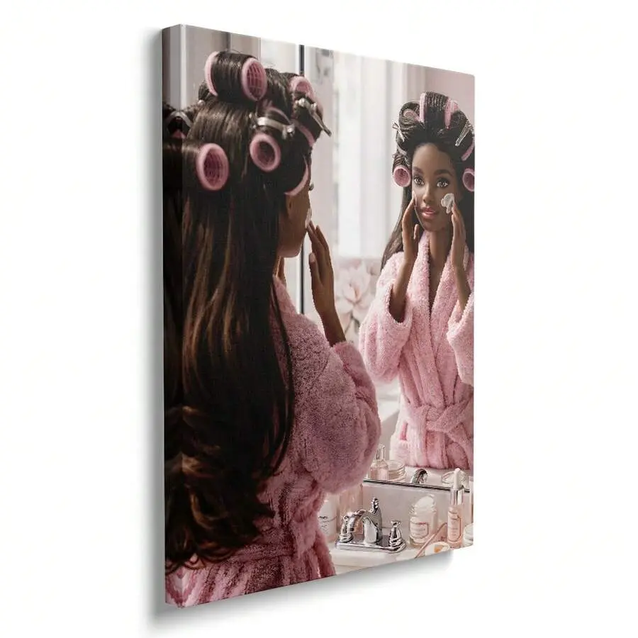 1pc Framed/Unframed Retro Doll Makeup Fashion Pop Art Canvas Poster Y2K Preppy Wall Art Print Pink Coquette Aesthetic Decor Funky Painting For Dorm,Salon Beauty Room,Bedroom,Modern Home Decoration