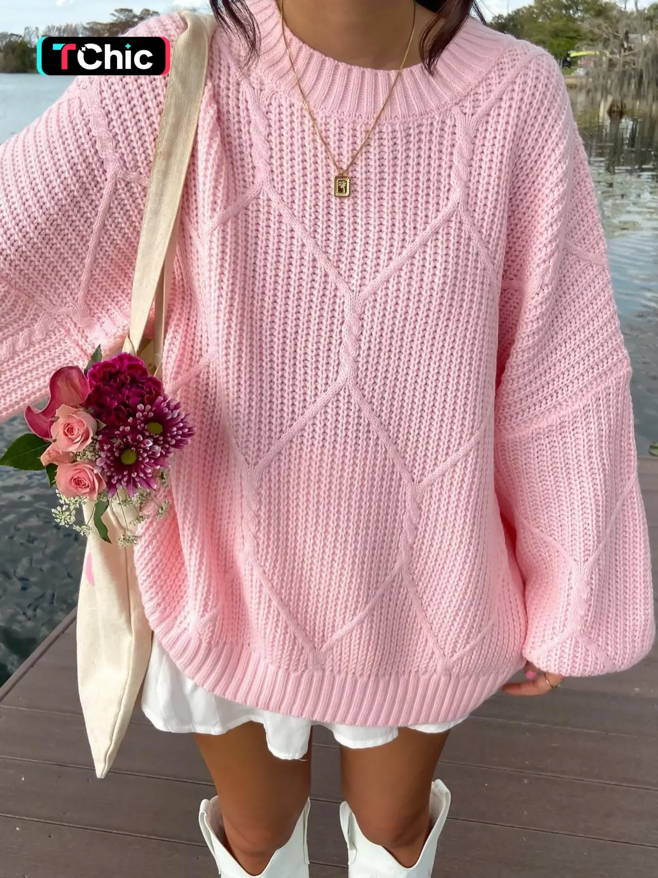 Women's Oversized Cable Knit Solid Color Long Sleeve Sweater Crew Neck Chunky Warm Thick Autumn Winter Cute Pullover Sweater for Casual Daily Wear, Fall Outfit for Women, Winter Sweater for Women, Women Winter Knitwear