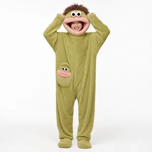 Monster Costume, Fleece Full-Body & Puppet Mascot Costume Wearable Character, Matching Pocket Puppet Included, For Adults Kids Halloween Themed Parties & Live Stage Acts, Fun Bold Expressive Cozy Fit