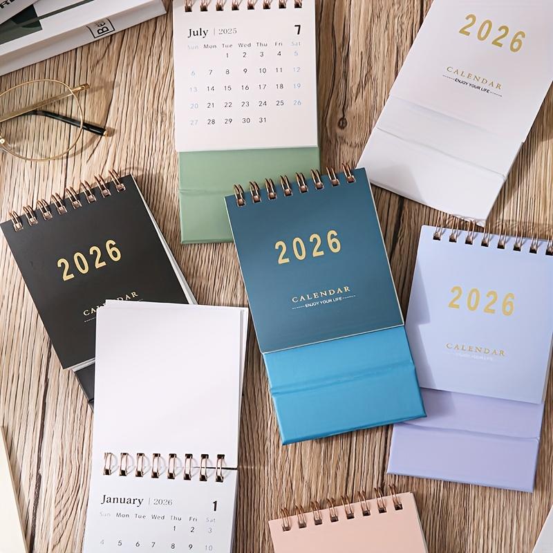 2026 Mini Desk Calendar, Monthly & Weekly Planner, Thick 250g Paper, Twin Wire Binding, Multiple Colors Available, Home Office Organizer, Office Stationery Supplies