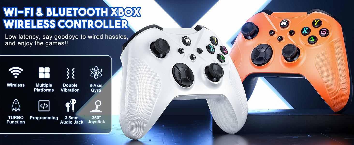 Xbox One S Wireless Controller Pro, Multi-Platform Gamepad for Xbox One/PC/Android/iOS with Turbo, Macro & Dual Vibration, Bluetooth/USB-C/WiFi Connectivity,TikTokShopStockUp