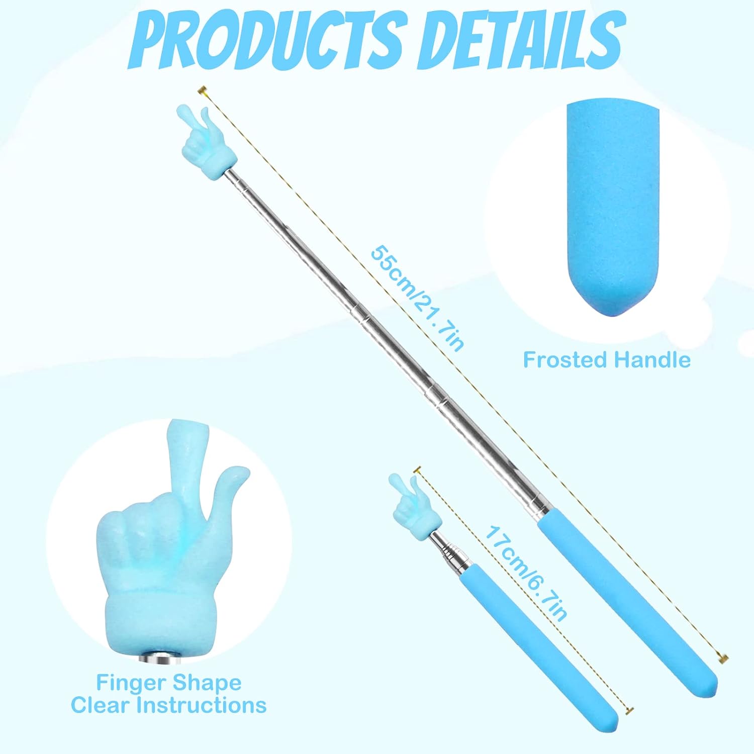 3 count Telescopic Teachers Pointer, Extendable Hand Pointer Finger Pointer Stick, Mini Retractable Classroom Pointer for Elementary School  Teacher, Classroom Supplies (Black  Blue)