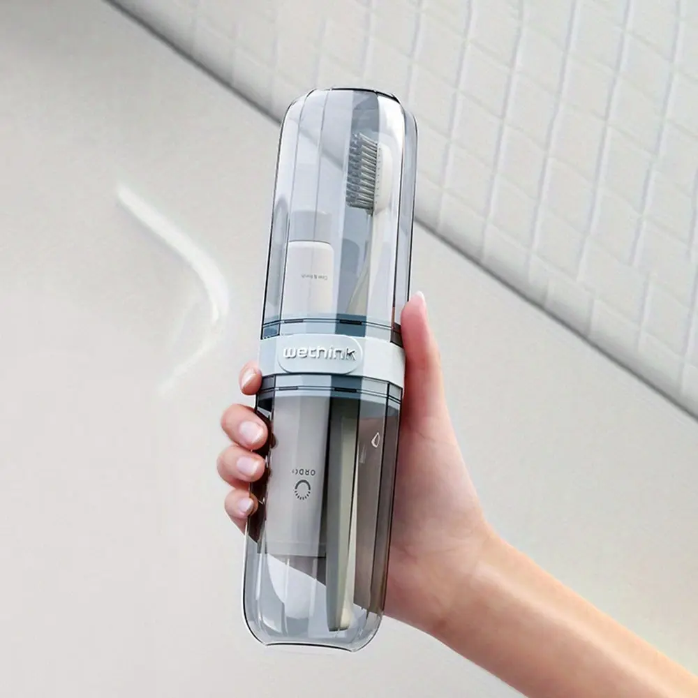 Portable Travel-sized Mouthwash Cup, 1 Count Transparent Toothbrush Storage Box, Travel Essential, Bathroom Mouthwash Bottle, Home Organizer, Toothbrush Protector, Toothbrush Holder Travel