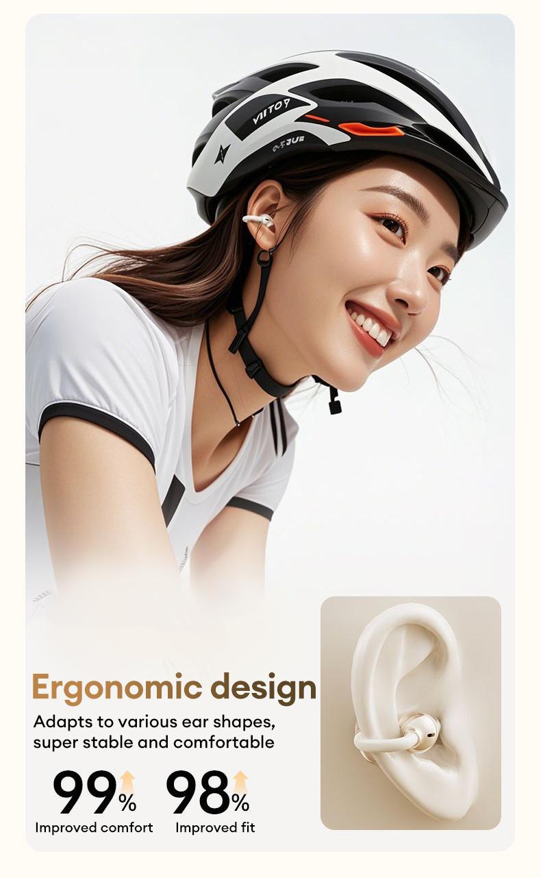 Earclip C7 Clip-on Design Wireless Earphones, Upgraded Panoramic Sound Headset, Comfortable Wearing  Sports Earbuds for Work, Fitness