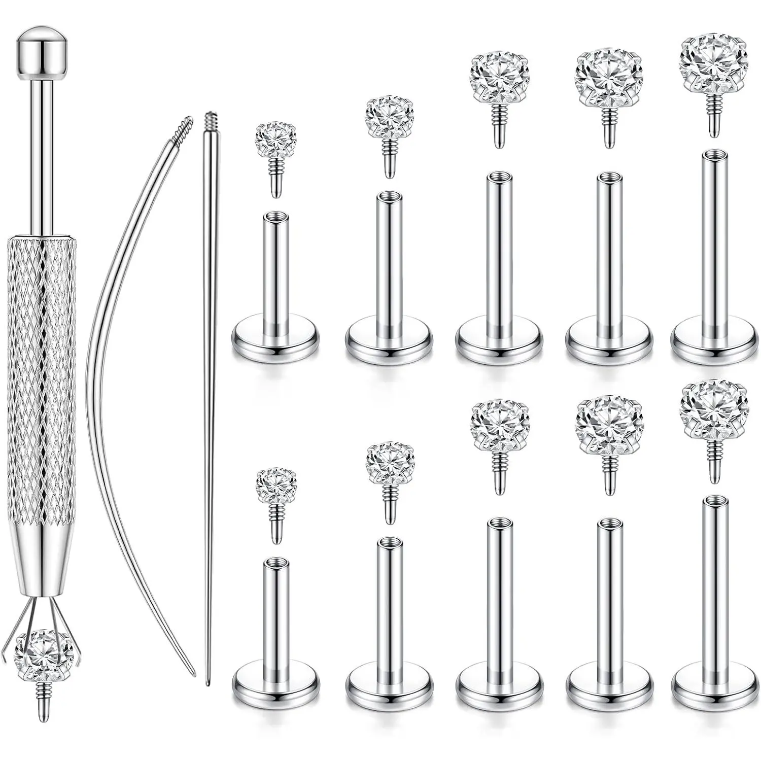 Flat  Earrings, Tragus   for Women Men | 16G 18G Helix Conch Rook Ear Cartilage  , Ideal Studs for Medusa Monroe Ashley Labret Snake Bite Lip