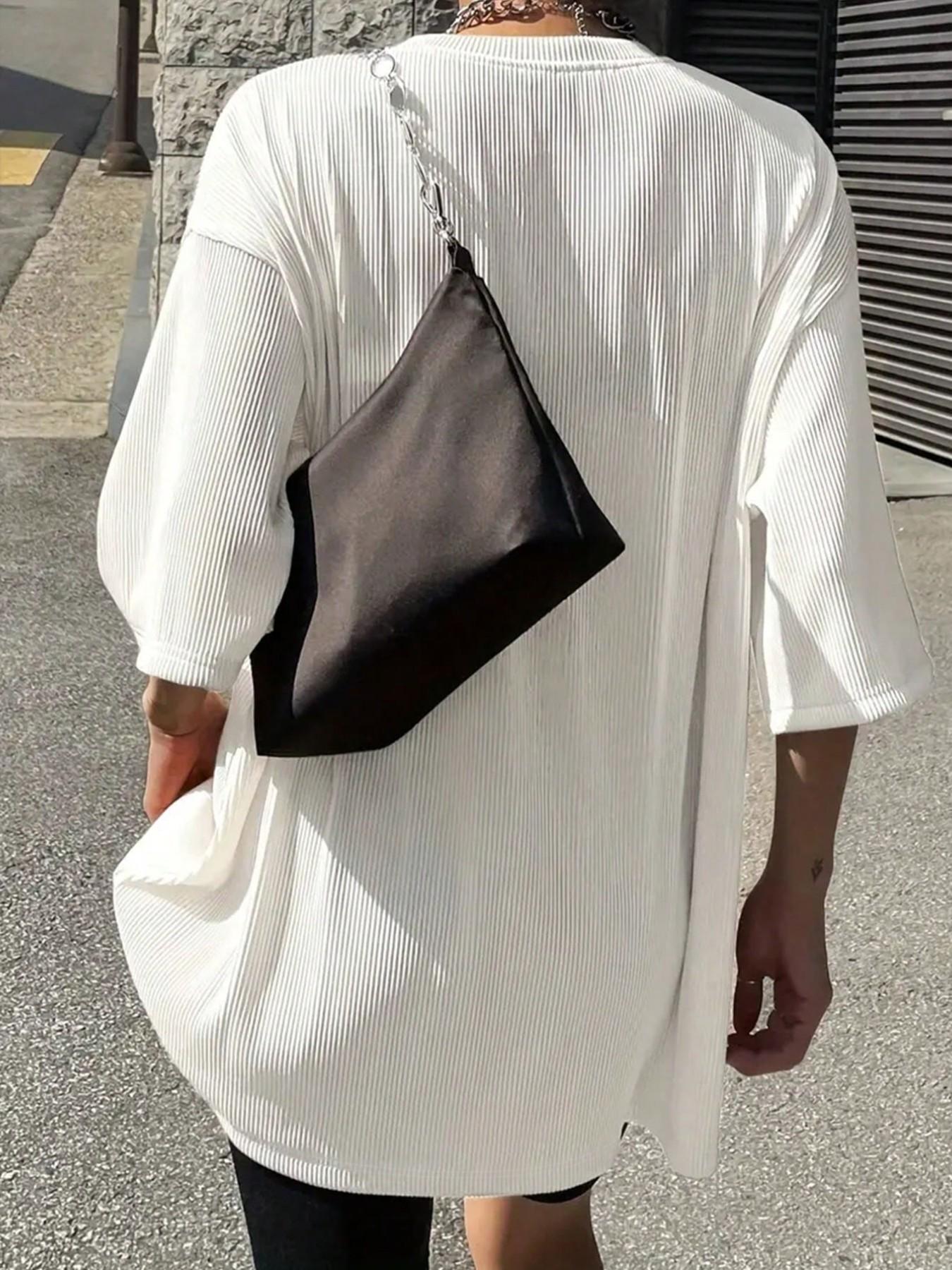 tiktokshopspringglowup Women's oversized ribbed T-shirt, breathable and elastic loose summer top, comfortable daily street wear basic T-shirt