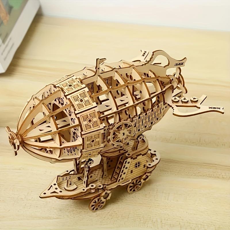Wooden 3D Puzzle: Airship Model, DIY Assembled Building Toy