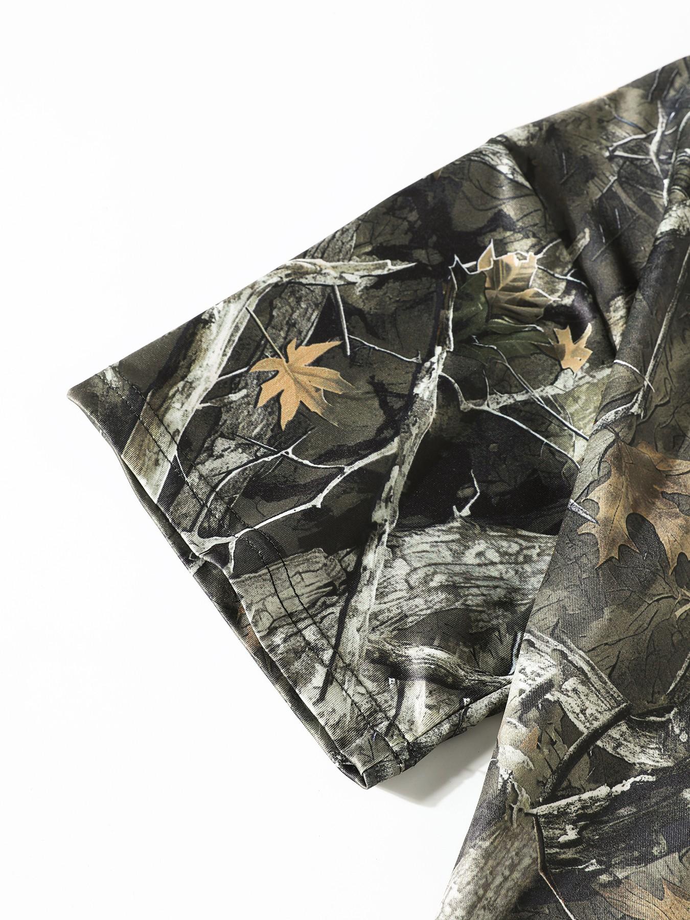 Women's Comfortable Casual Loose Short Sleeve Camouflage Print T-Shirt & Elastic Waist Shorts Set, Versatile Two-Piece for All Seasons Womenswear