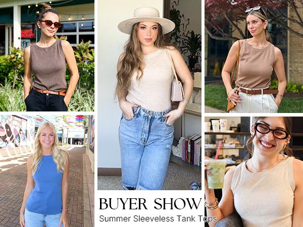 Arach&Cloz 2026 Womens Tank Tops Spring Summer Sleeveless Crew Neck Soft Sweater Cute Fashion Dressy Business Casual Outfits Knit Trendy Work Clothes SummerVibes