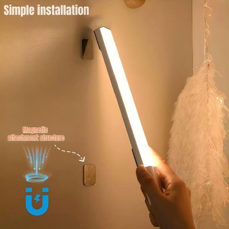 Smart Motion Sensor LED Strip Light, Wireless Magnetic Self-Adhesive Installation, USB Rechargeable Cabinet Drawer Night Light