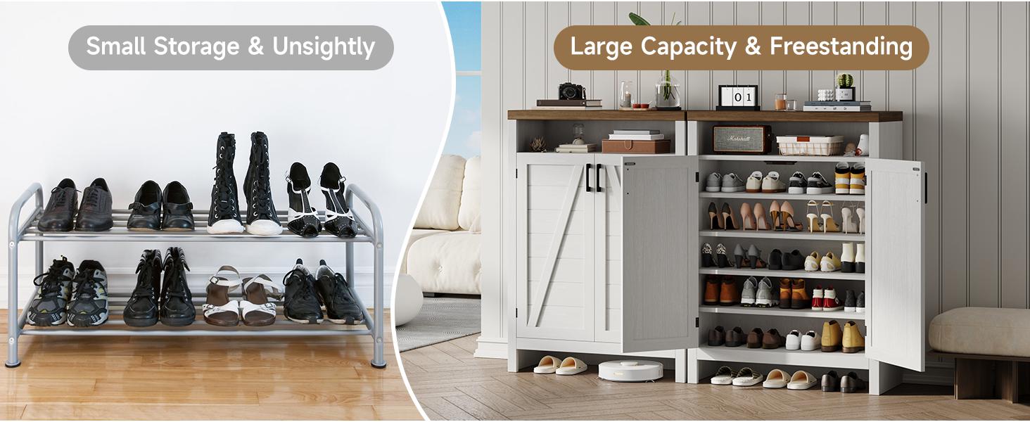 【SPOTLIGHT DAY】ONBRILL 6-Tier Shoe Cabinet with Doors, Farmhouse Shoe Storage Cabinet with Adjustable Shelves, Large Capacity Wooden Shoe Rack Organizer for Entryway, Closet, Hallway, Living Room 【SPOTLIGHT DAY】ONBRILL 6-Tier Shoe Cabinet with Doors, Farmhouse Shoe Storage Cabinet with Adjustable Shelves, Large Capacity Wooden Shoe Rack Organizer for Entryway, Closet, Hallway, Living Room