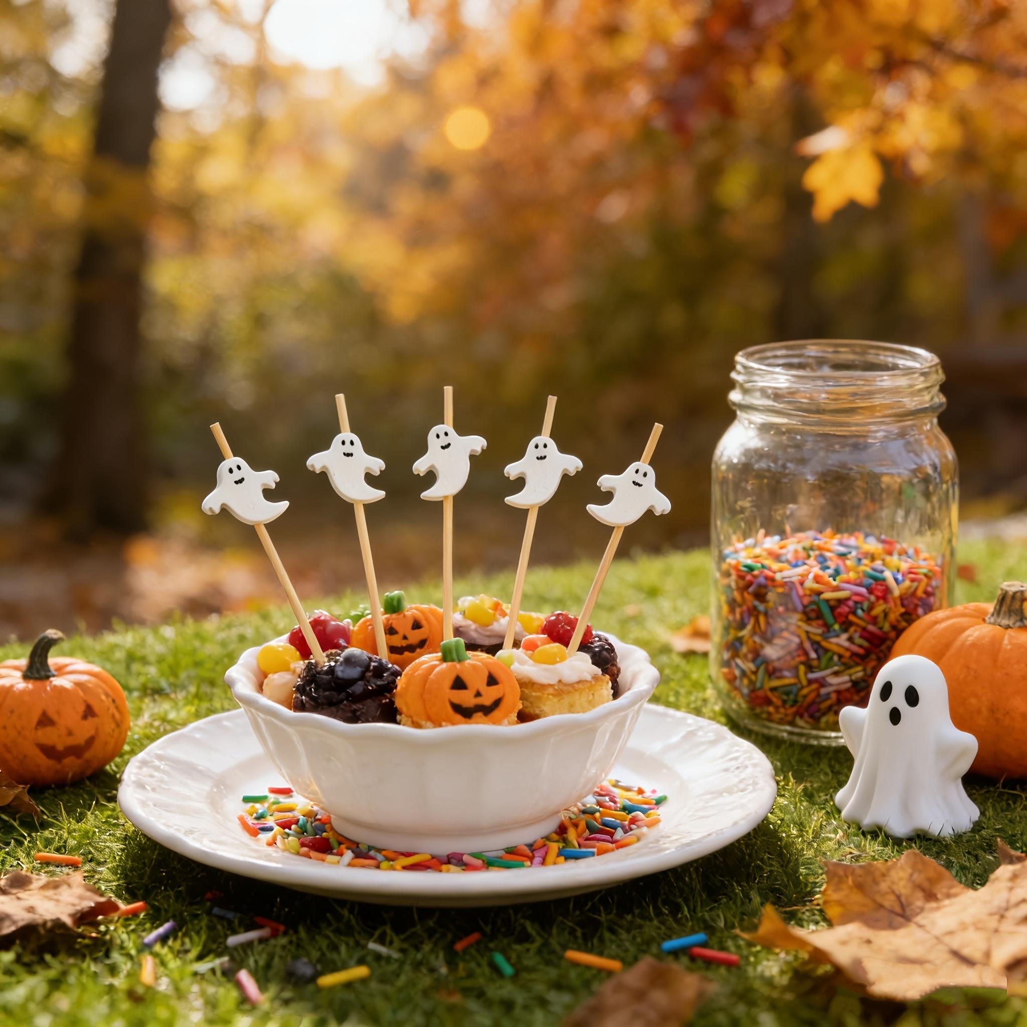 Festive Halloween Disposable Bamboo Cocktail Fruit Picks,Food‑Grade Burr‑Free,Decor Sticks for Fruit Dessert Platter,Home Holiday Party Accessory