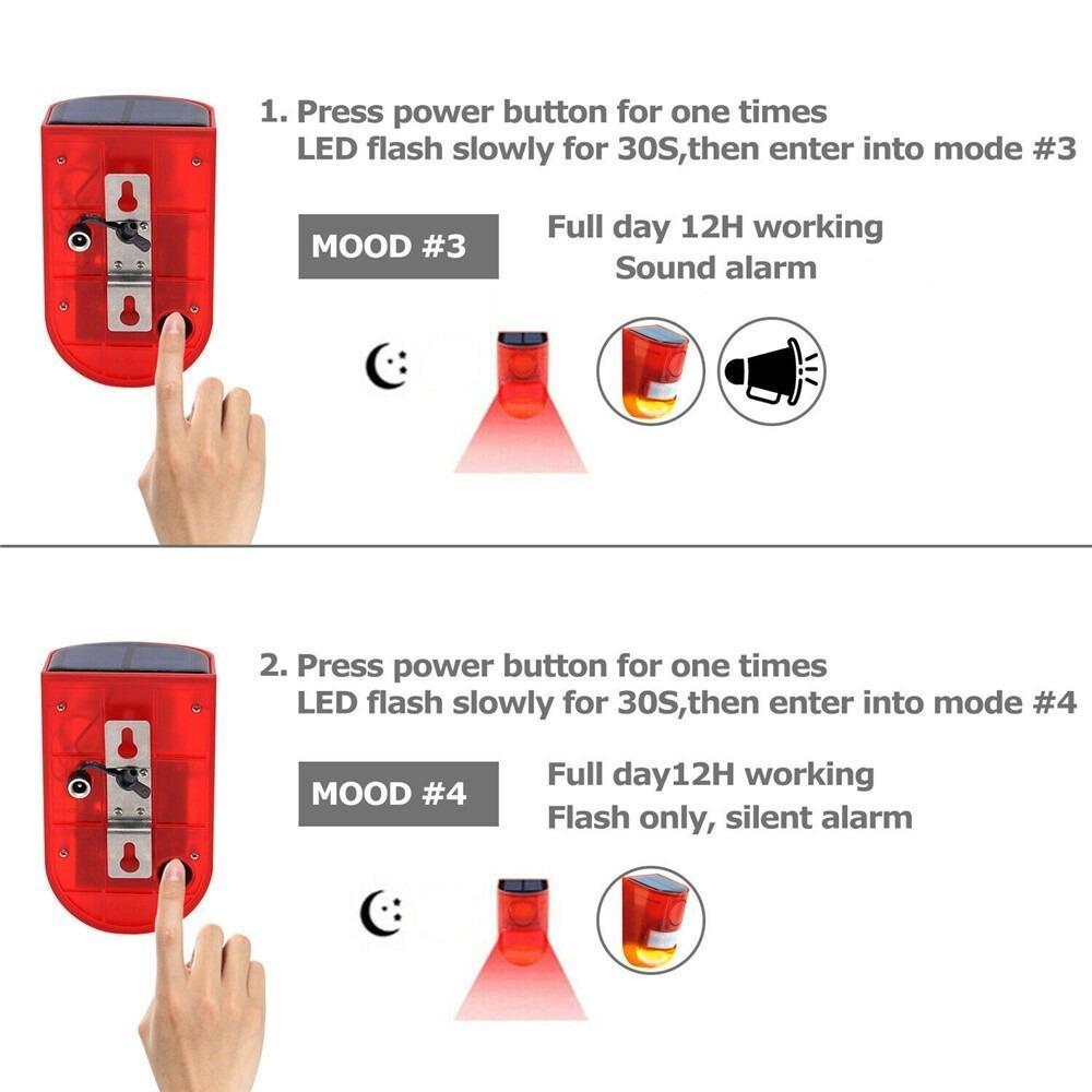 (1pc) Solar Powered Alarm System - 129dB Motion Activated Sirens, Smart Motion Sensor, Solar Panel Movement Sensor, Safety Device, 6 LED Flash Modes, IP55 Rating Home Outdoor Safety Device