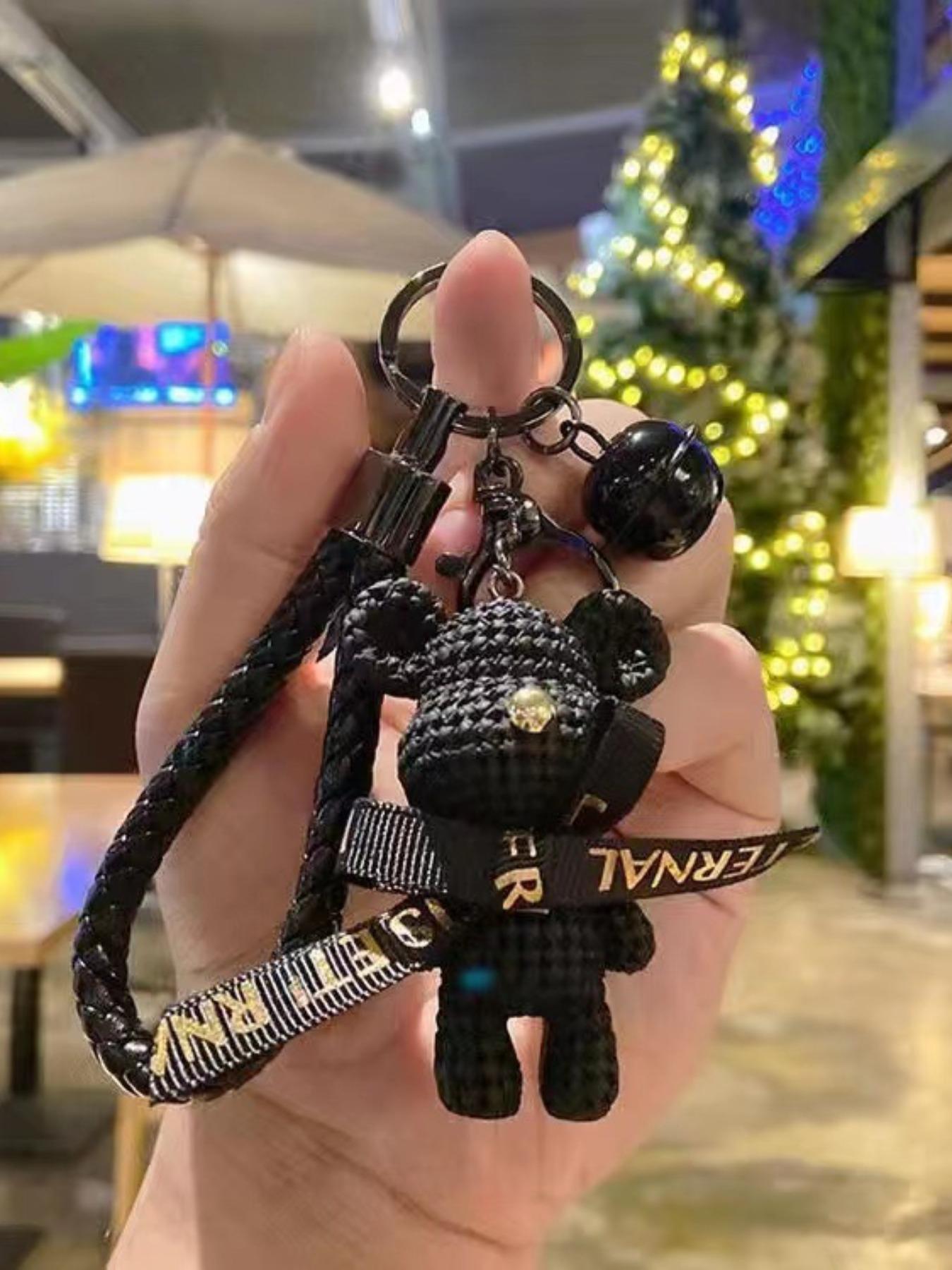 Trendy Yarn Bear Keychain, Cute Cartoon Character Backpack Charm, Girls' Car Key Ring, Romantic Couple Pendant Gift, All Seasons Accessory