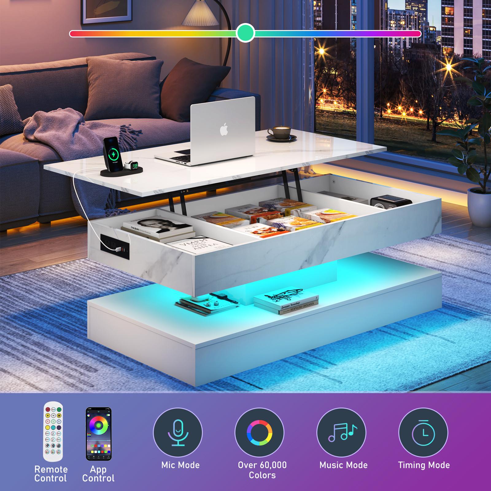 39.4"/47.2" Large Lift Top Coffee Table,Modern High Glossy LED Coffee Tables for Living Room with Storage,Black Living Room Tables for Living Room,Dining Room,Bedroom Home Office,APP LED Lights(Black/white) 39.4"/47.2" Large Lift Top Coffee Table,Modern High Glossy LED Coffee Tables for Living Room with Storage,Black Living Room Tables for Living Room,Dining Room,Bedroom Home Office,APP LED Lights(Black/white)