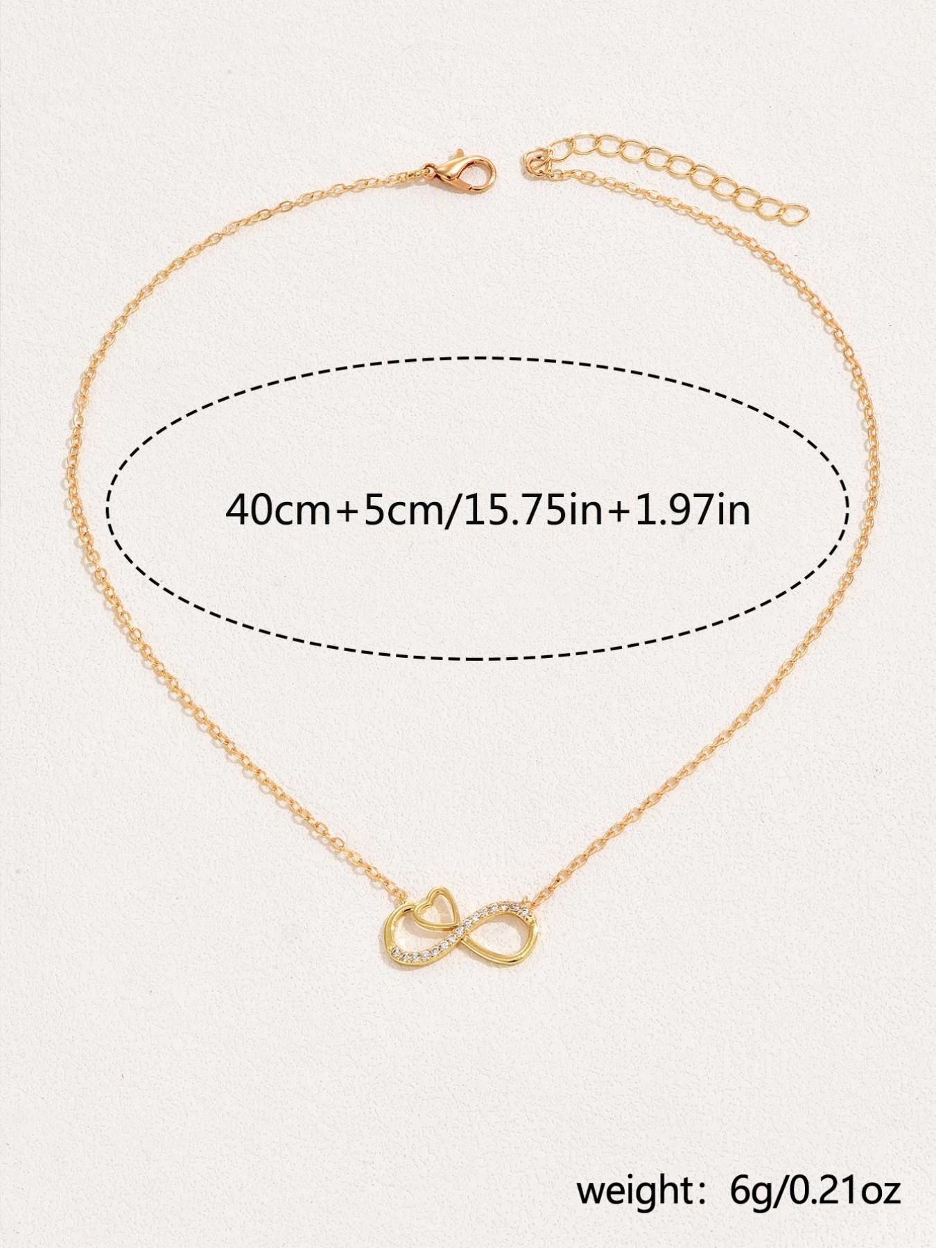 Women's Heart & Infinity Symbol Pendant Necklace, Artificial Zirconia Jewelry for Daily Wear, Perfect for Dates & Festivals
