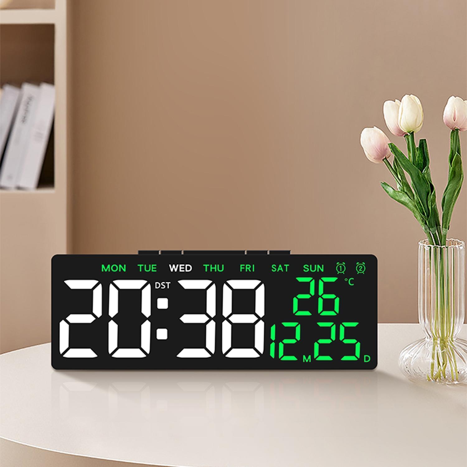 Vintage Style Practical LED Clock, Desktop Electronic Clock, Date Temperature Week Display, Modern Digital, Adjustable Brightness, Snooze, Home Office Bedroom