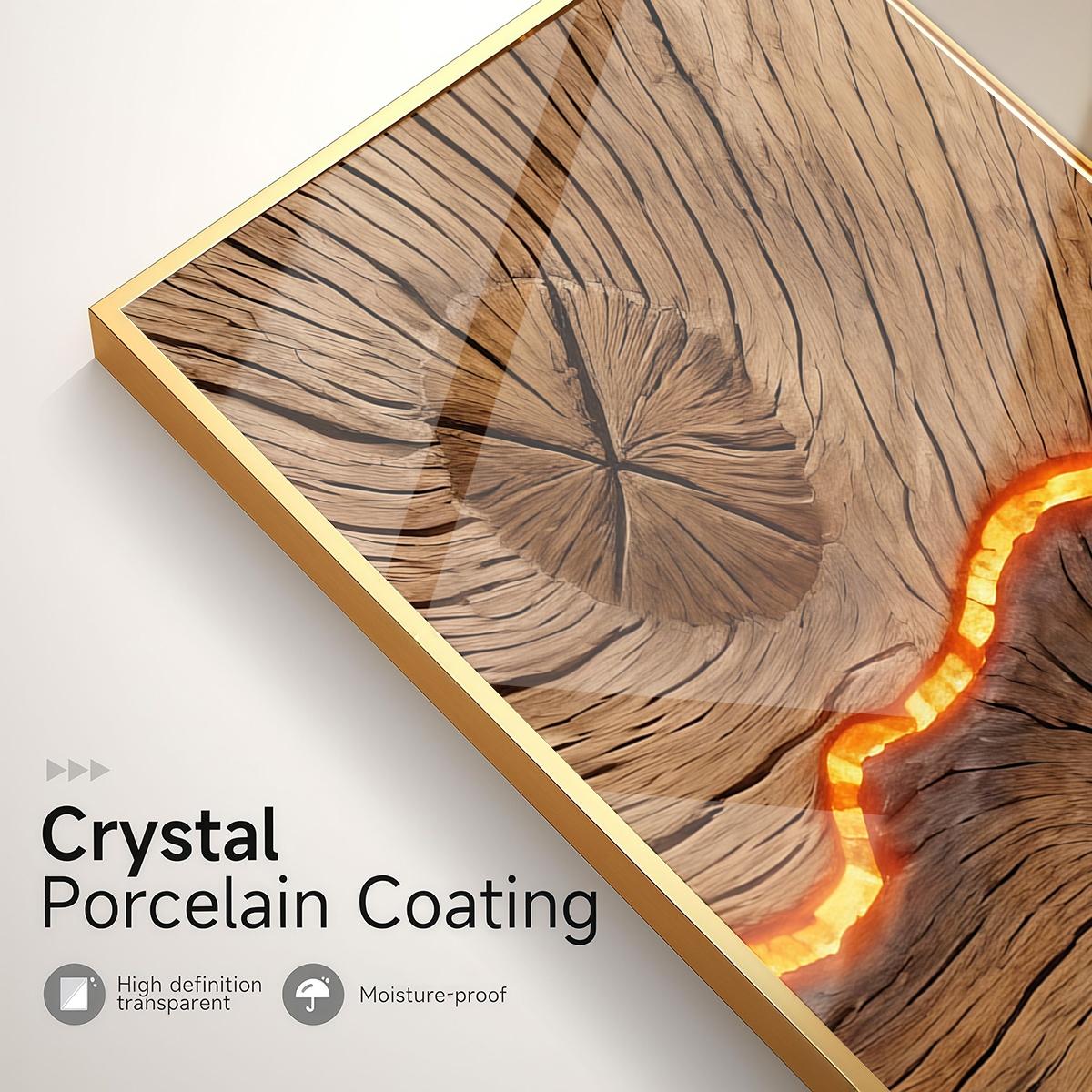 3 Counts Aluminum Alloy Framed Painting, Burning Wood Texture And Flowing Lava Art Pictures, Home Decoration For Living Room, Bedroom, Office, Restaurant, Hallway Wall Decor, Odorless Print Artwork, Luxury Perfect Gift For Friends And Family