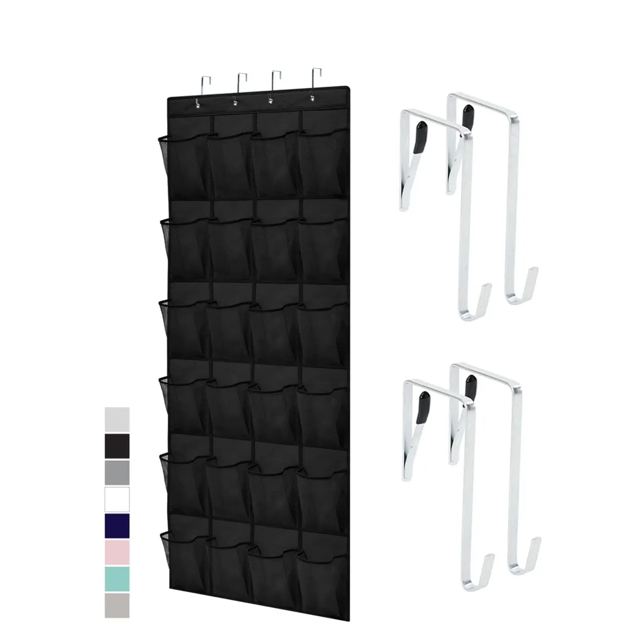 Over The Door Shoe Organizer 24 Large Mesh Pockets, Heavy Duty Hanging Shoe Rack Holds Up To 40 Lbs, Space Saving Breathable Shoe Storage Caddy For Closet Bedroom Dorm Apartment Entryway Sneaker Sandal Holder