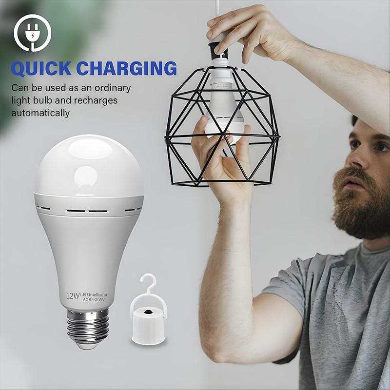 KASOTILE Emergency Rechargeable Light Bulbs, 1200mAh Battery Backup, 7W/9W/12W/15W 80W Equivalent LED Bulbs Auto-On During Power Outage, for Hurricane, Emergency Use (Daylight)