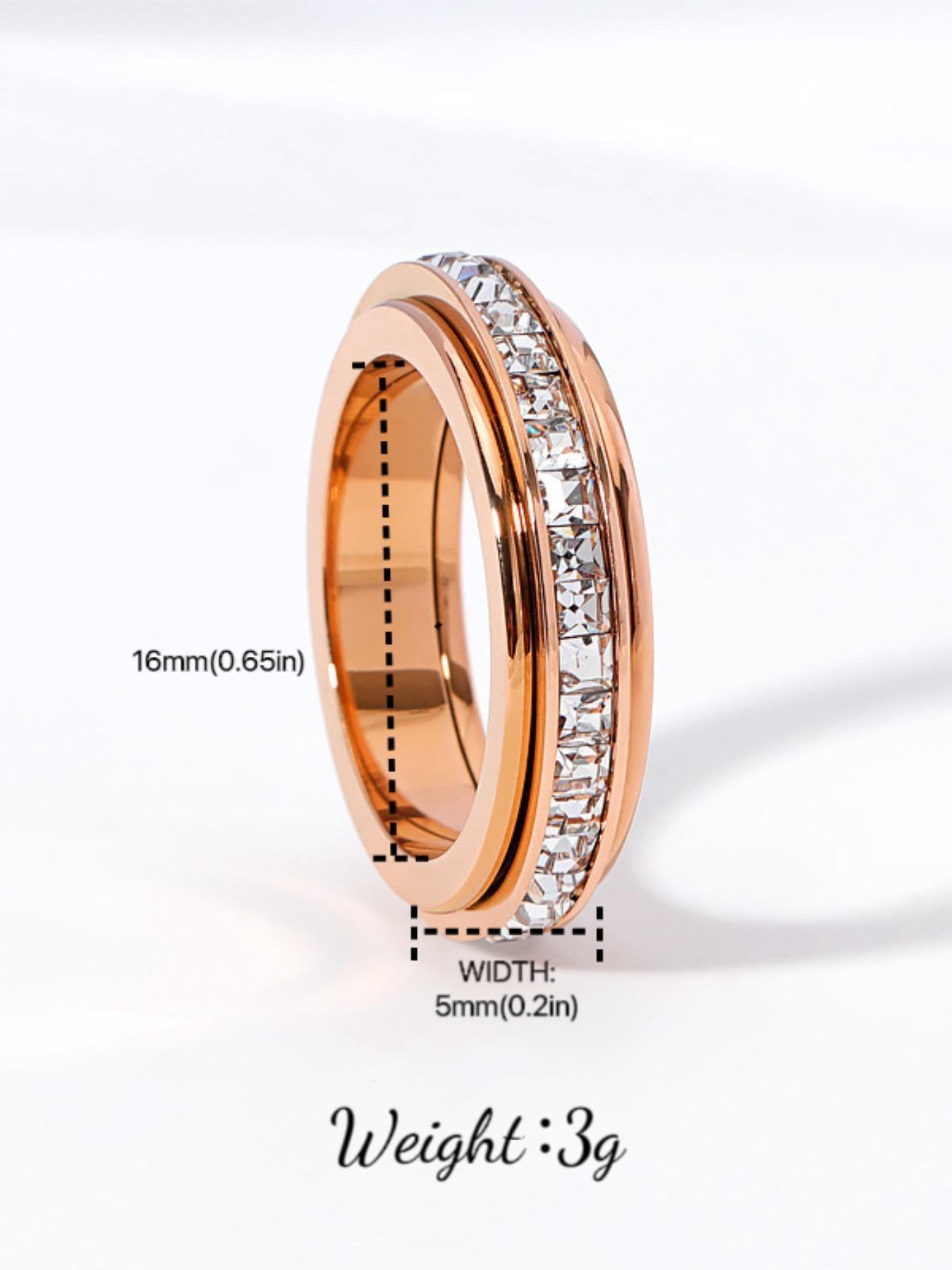 Titanium Steel Rotatable Ring for Men, Square Diamond Index Finger Ring, Simple Male Band, Couple Jewelry, Unisex Design