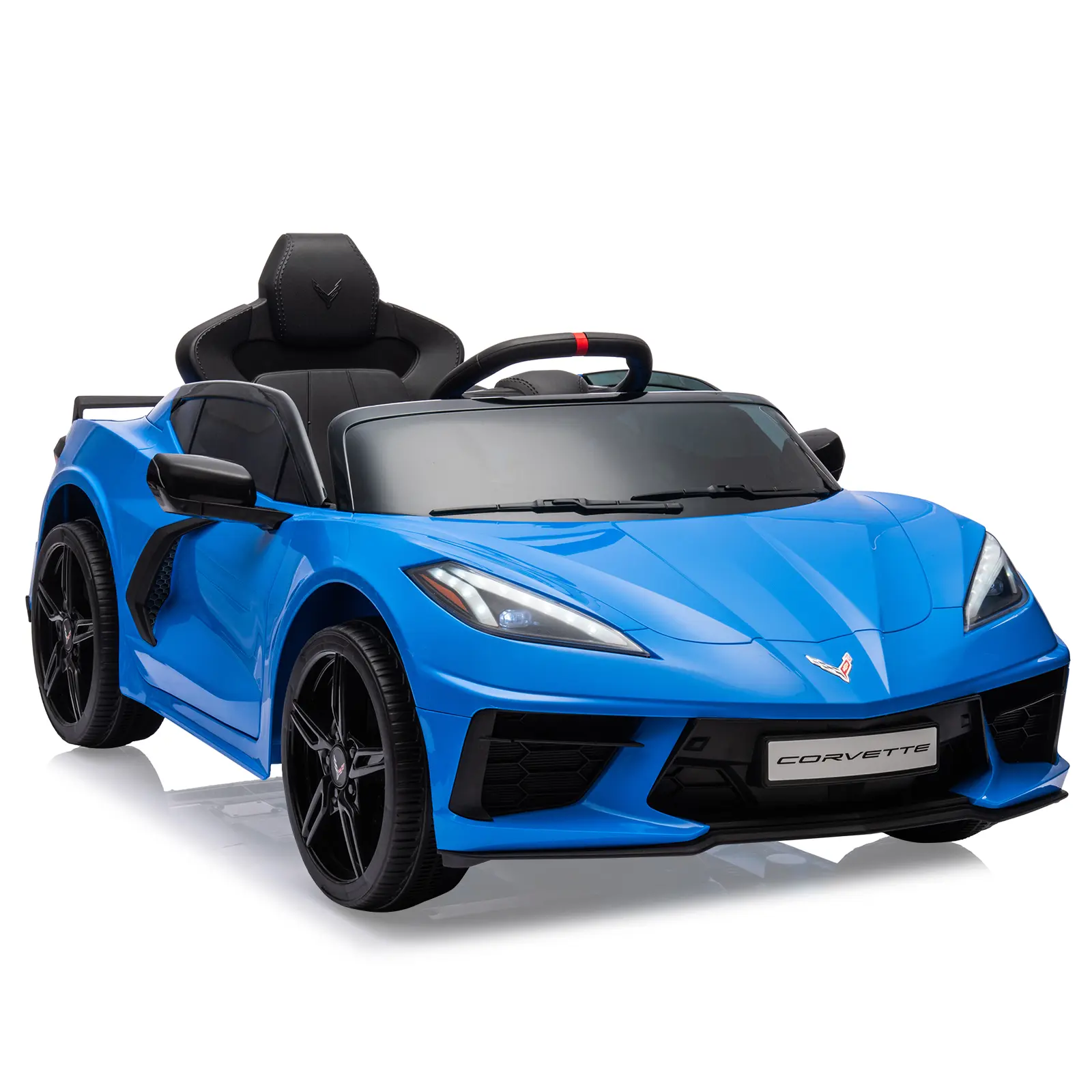 L. 12V Licensed Corvette Kids Ride-On Car w/ Remote Control, Electric Sports Car with LED Lights, Music, Dashboard Display, Gift for Boys&Girls
