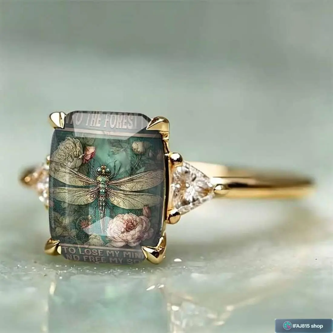 Retro Boho Stainless Steel Dragonfly Ring for Women - Adjustable Band, Square Floral Motif, Botanical Design Statement Jewelry, Lightweight Everyday Wear Accessory for Party, Special Gifts