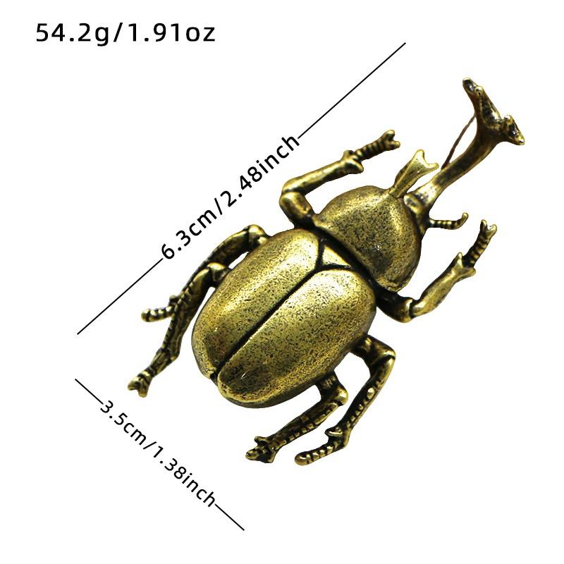 Brass Beetle Figurine, Hercules Beetle Long Horned Shell Bug Model, Metal Ornament, No Base Included, Decorative Accessory