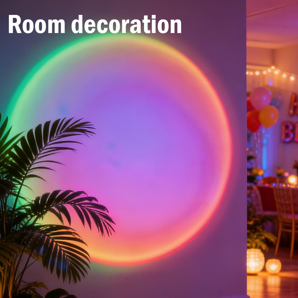 Sunset lamp projector with 6Pcs Color Films, 16 color changing rainbow light with Remote Controlled LED Table Lamp USB Sunlight Lamp for bedroom, aesthetic room decor, TikTok vibe