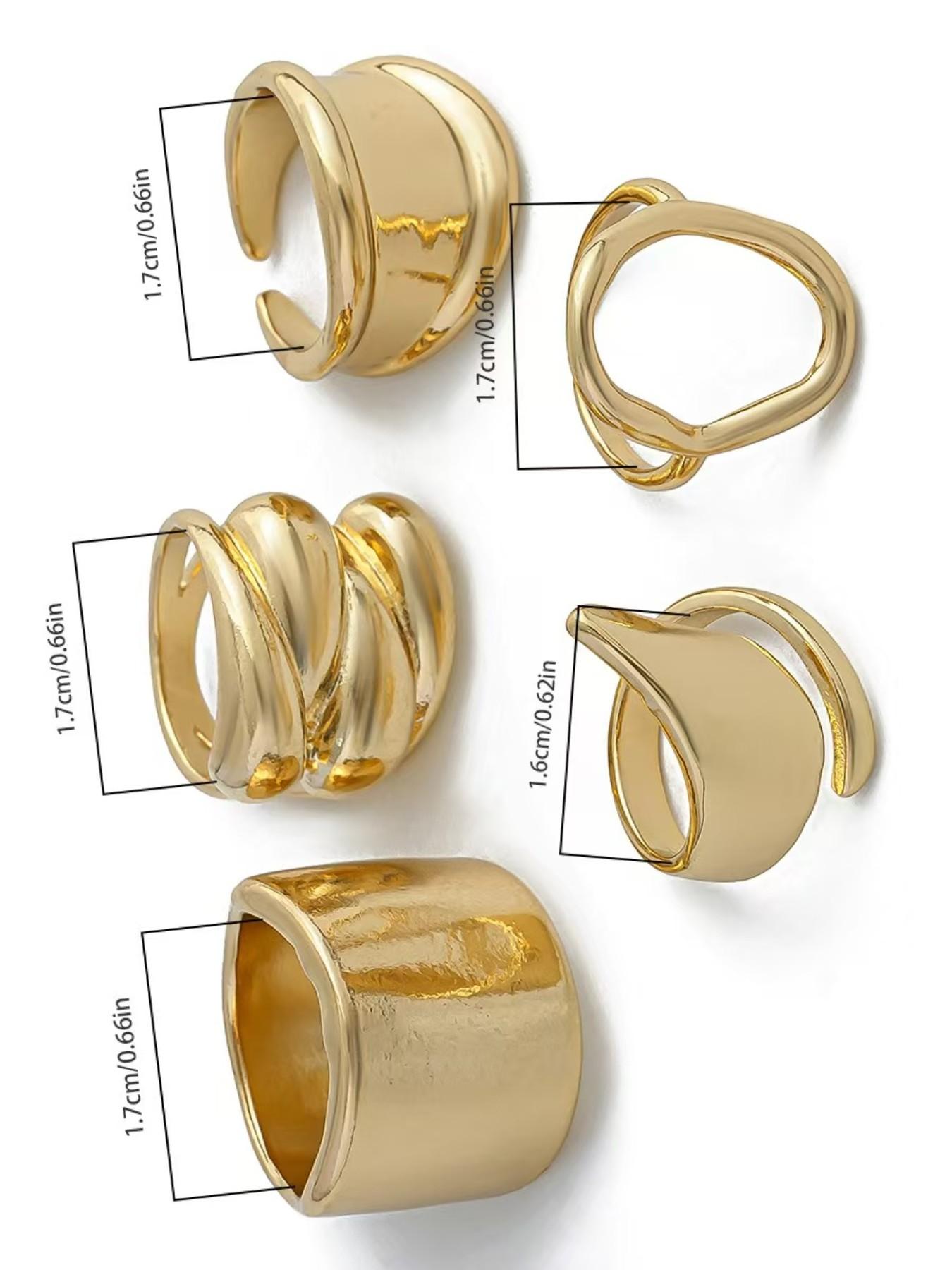 Unique Geometric Joint Ring Set for Women, Hip-Hop Style, Five-Piece Jewelry Kit, Smooth Finish, All-Season Accessory