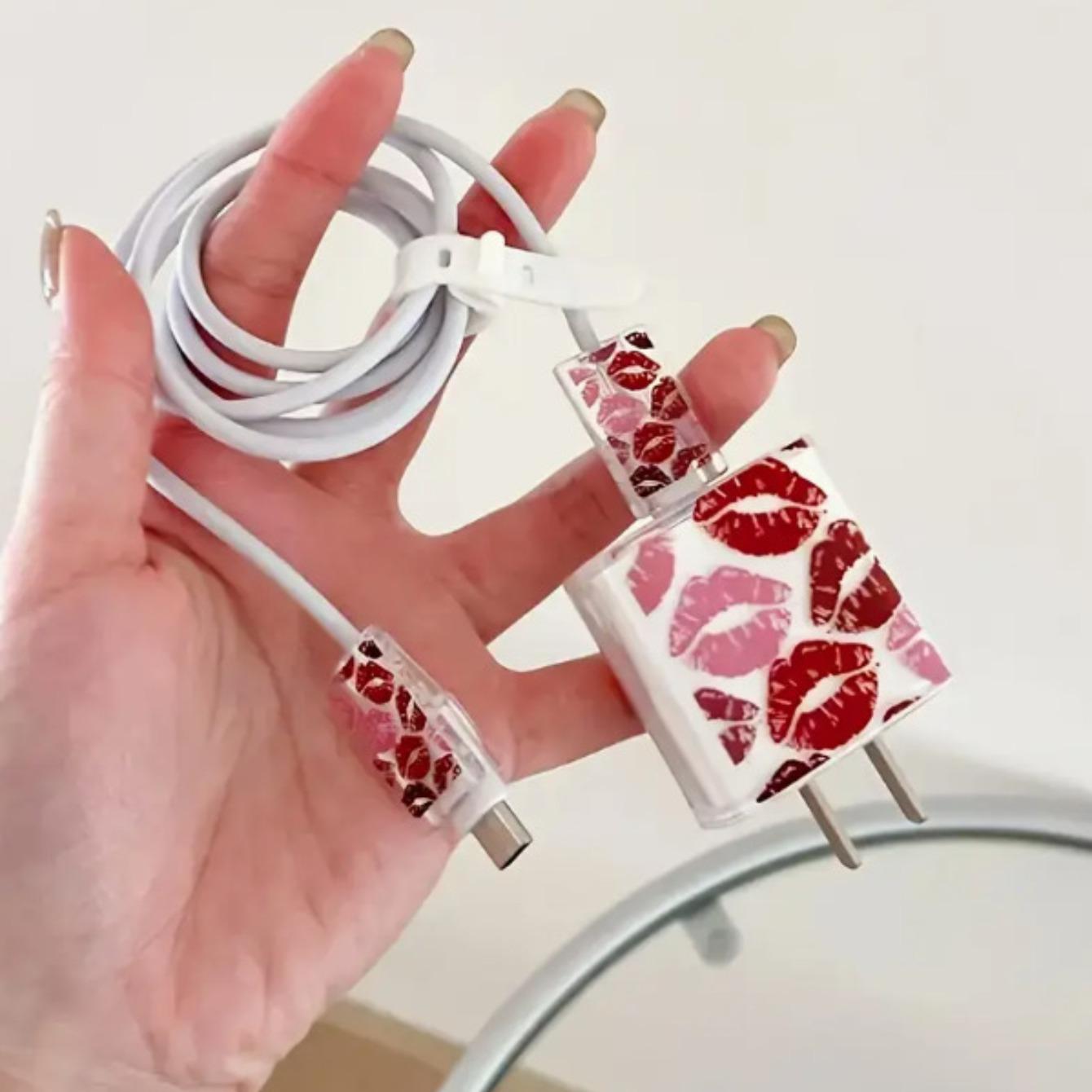 Silicone Charging Cable Protector Case with Fixed Rope, Compatible with iPhone Accessories, Lightning Cable, No Charger Included, Ca Prop 65 Compliant