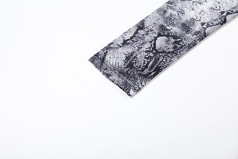 DOUCIU Mature Sexy Hot Nightclub Bar Party Social Women'S Thin Mesh Printed See Though  Long Draped Straight Long-Sleeved Dress