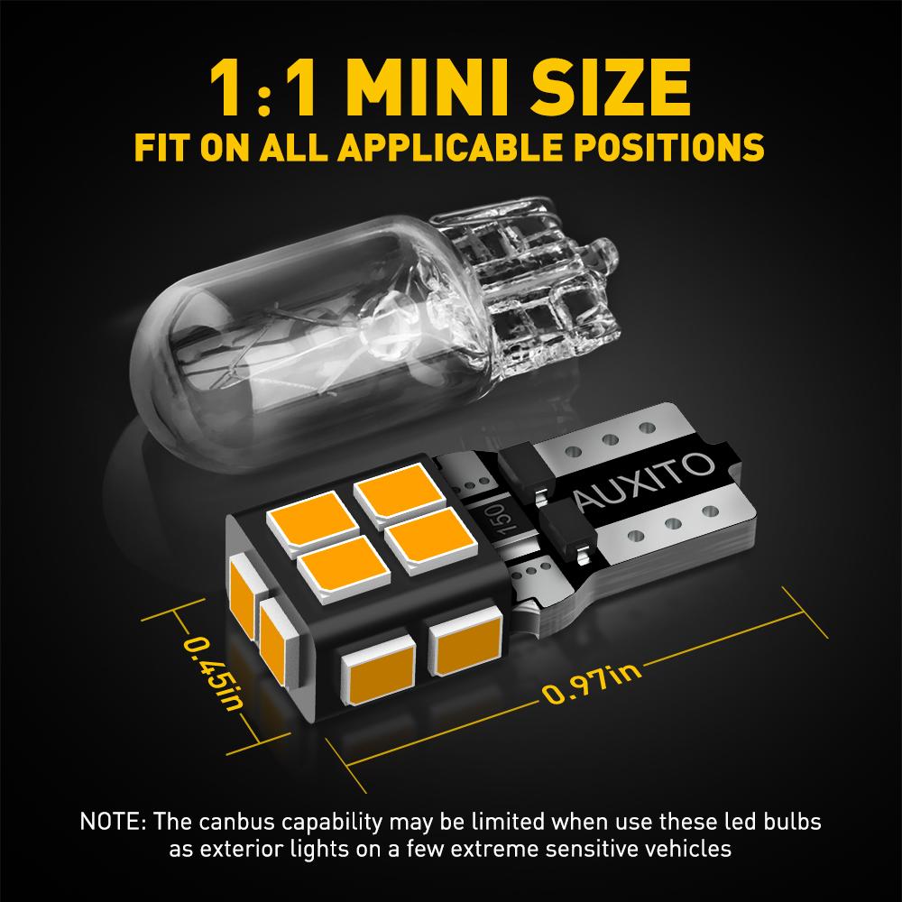 AUXITO 10x White LED T10 194 168 W5W Interior Map Dome Trunk License Plate Light Bulbs