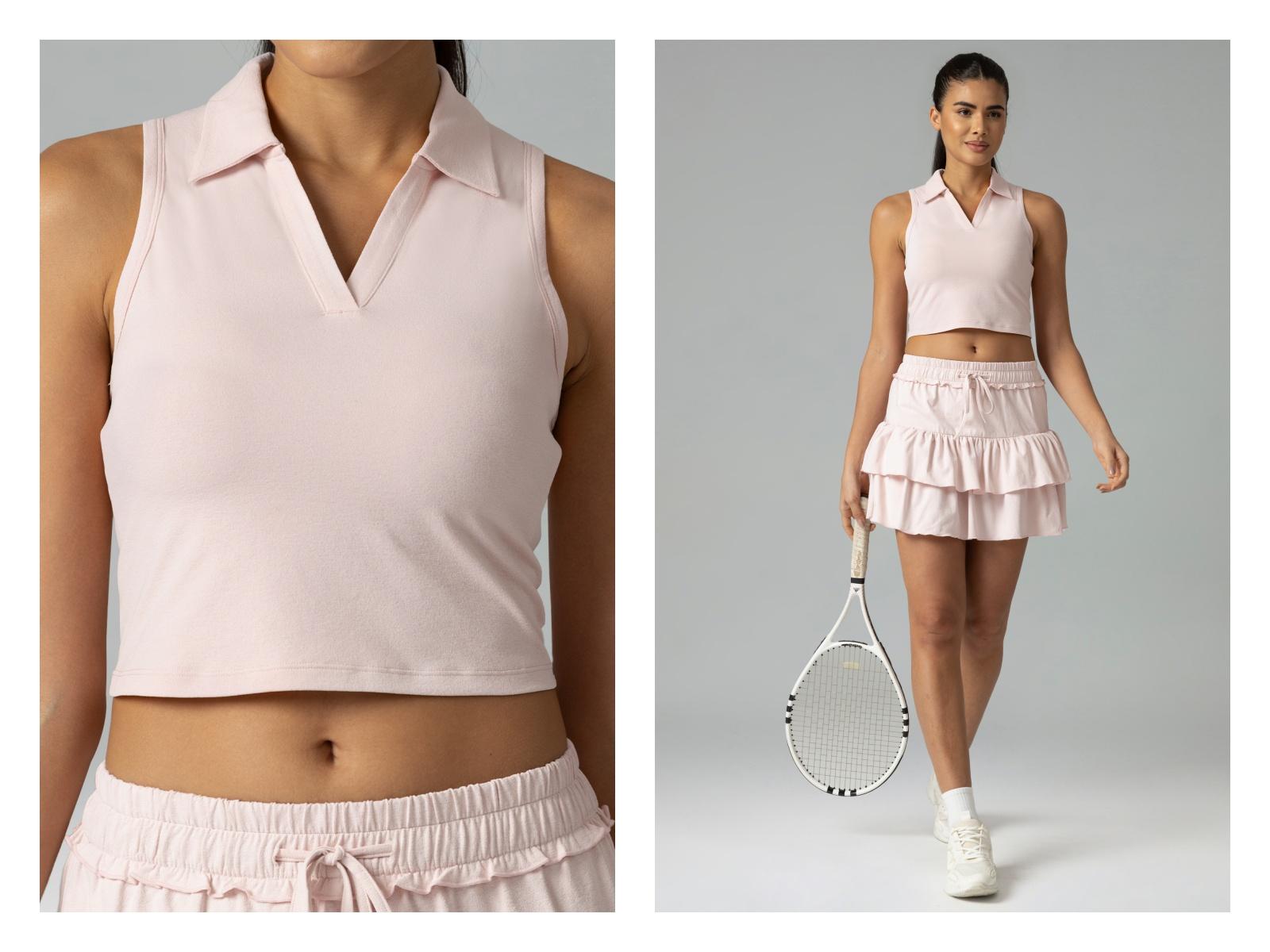 Colorfulkoala Women's Sorona Polo Tank Tops Slim-Fit Golf Crop Tops Sleeveless Tennis Casual Shirts