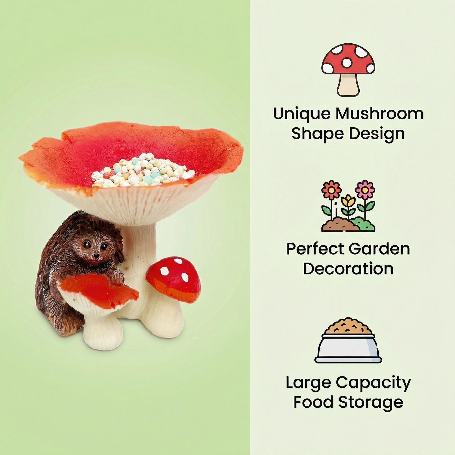 Creative Hummingbird Feeder, Mushroom-Shaped Outdoor Pet Feeder, Ground-Standing Garden Decoration, Ideal for Landscape Enhancement