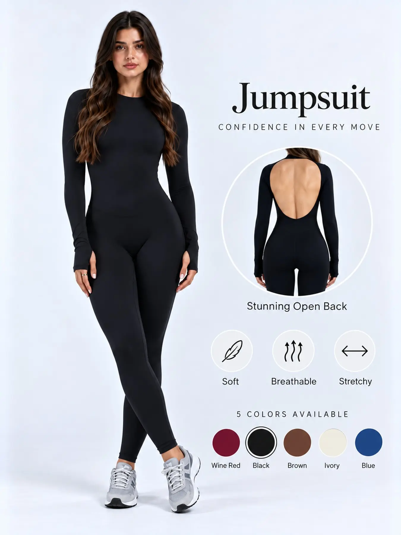Women's Backless Long Sleeve Jumpsuit, High Stretch Yoga Bodysuit, Slimming Butt Lifting Dance Costume, Pilates Indoor Training Gear, Sporty Jumpsuit