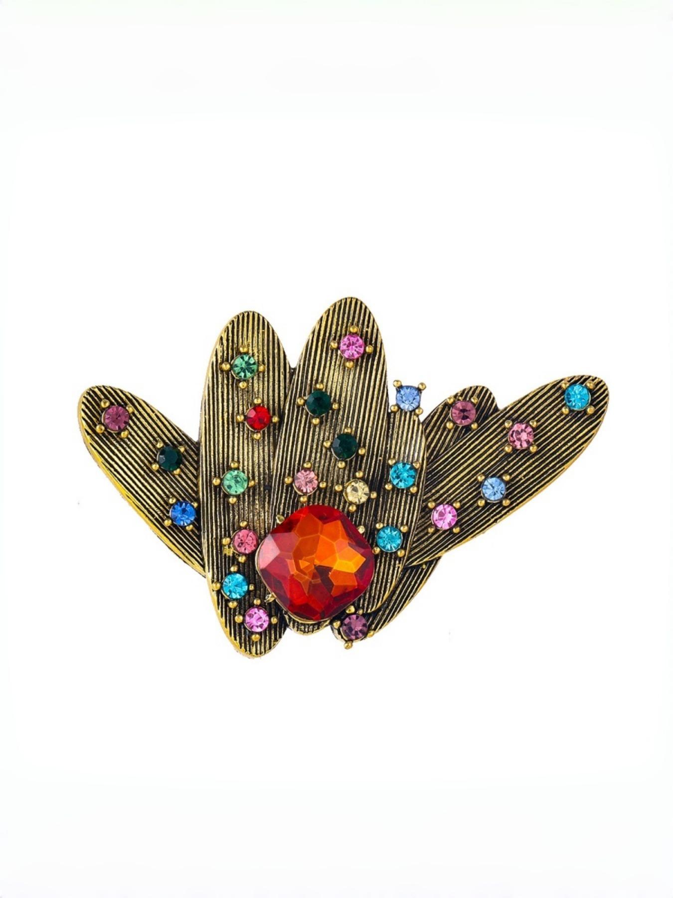 Vintage Elegance Rhinestone Brooch, Antique Design, Luxurious Coat Suit Pin, Versatile Fashion Accessory for Daily Wear