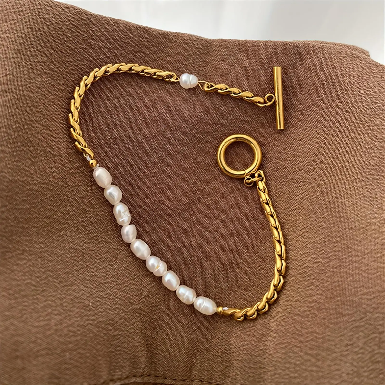Women's 304 Stainless Steel Minimalist Irregular OT-Clasp Chain Bracelet - Jewelry Accessory with Secure Closure for Party Wear, Wedding Gift