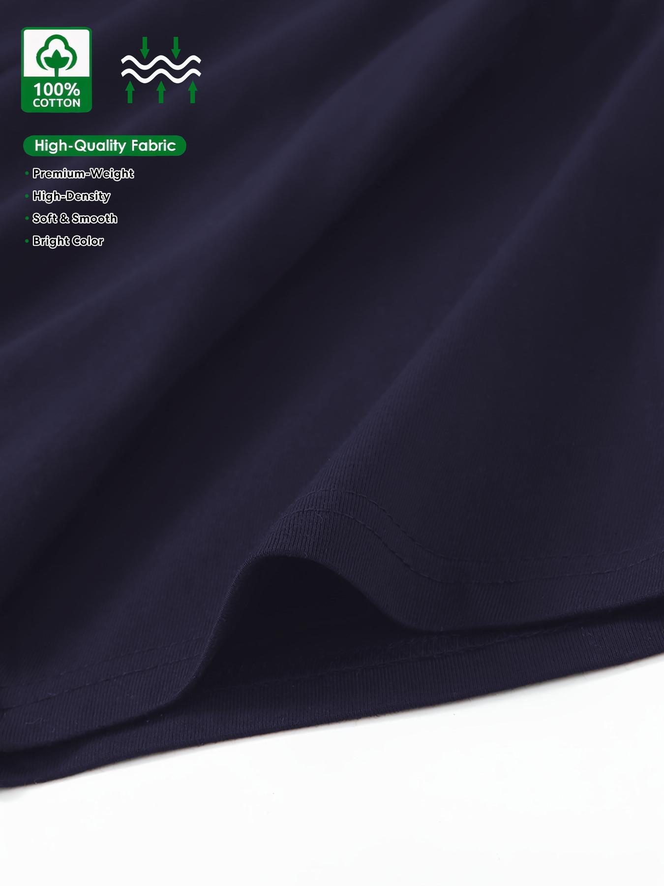 Men's pure cotton casual short-sleeved T-shirt, spring and summer style short-sleeved solid-color printed casual sports T-shirt, all-cotton home and outdoor comfortable and breathable round-neck T-shirt, suitable as a gift for men