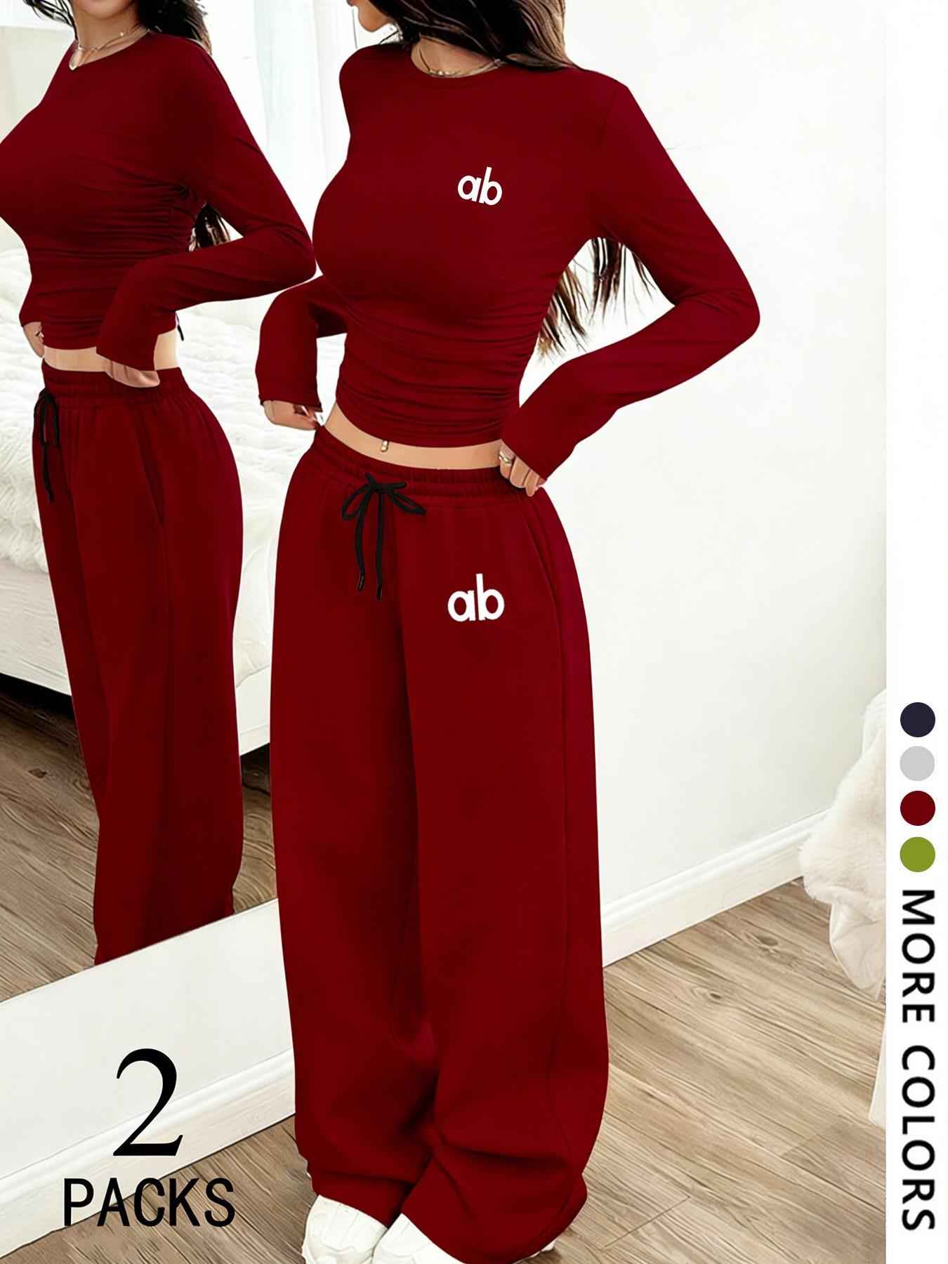 Women's Two-Piece Set, Casual Loose-Fitting Long Sleeve Top & Straight Leg Pants, Comfortable Fabric, Perfect for Daily Wear, Travel, Shopping, Sleep Women's Two-Piece Set, Casual Loose-Fitting Long Sleeve Top & Straight Leg Pants, Comfortable Fabric, Perfect for Daily Wear, Travel, Shopping, Sleep