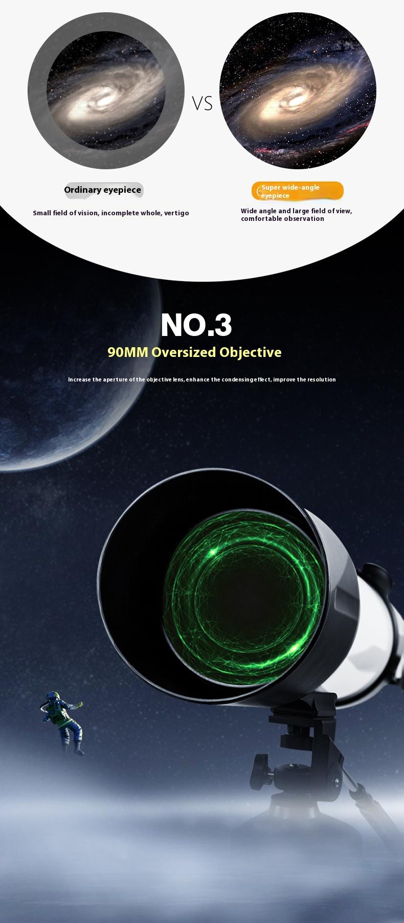 500x 90mm Aperture Refractor Mount Astronomical Telescope High Definition Magnification For Beginners Kid Adults Gifts outdoor camping travel Thanksgiving, Christmas, New Year gift